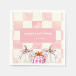 Fall Rosa Pumpkin Gingham Girl Baby Shower Pappersservett