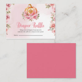 Fall Rosa Pumpkin Girl Baby Diaper Raffle Card Visitkort