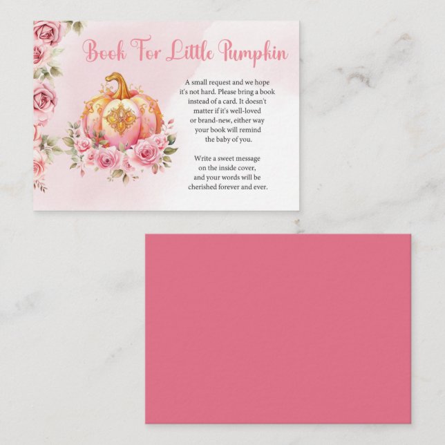 Fall Rosa Pumpkin Girl Bokar för Baby Card Visitkort (Fram/baksida)