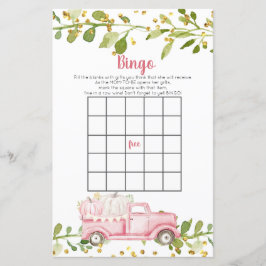 Fall Rosa Pumpkin Lastbil Baby Shower Bingo Game