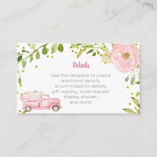 Fall Rosa Pumpkin Lastbil Baby Shower infogningsko Tilläggskort