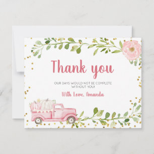 Fall Rosa Pumpkin Lastbil Baby Shower Tack för dit Kort