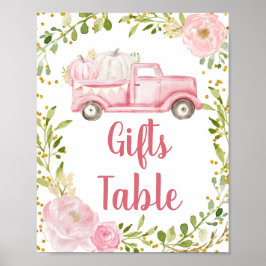 Fall Rosa Pumpkin Lastbil Gifts Bord-tecken Poster