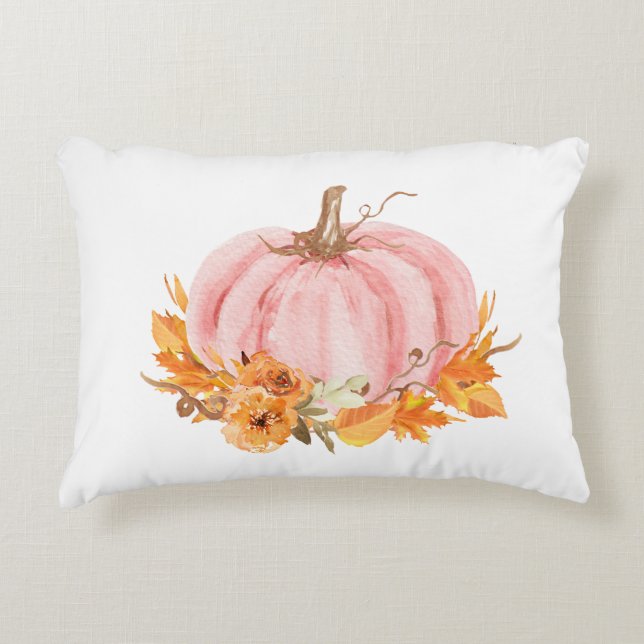 Fall Rosa Pumpkin och Rainbows Accent Pillow Prydnadskudde (Framsidan)