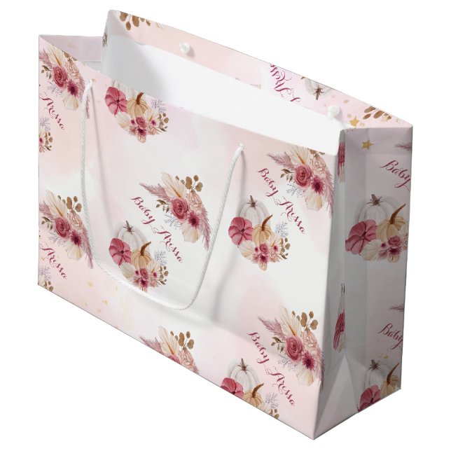 Fall rosa Pumpkin Pampas Grass Girl Baby Shower (Framsidan Vinklad)