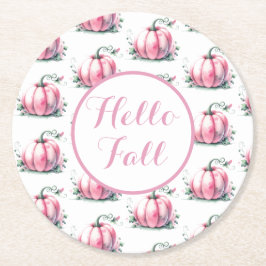 Fall Rosa Pumpkin Round Papper Underlägg