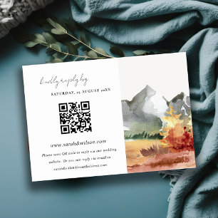 Fall Rust Mountain Träd Bröllop QR Code OSA Tilläggskort