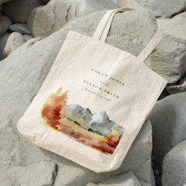 Fall Rust Orange Mountain Träd Foliage Bröllop Tygkasse