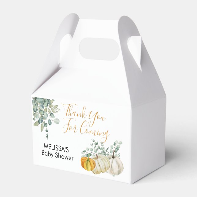 Fall Rust Orange White Pumpkin Greenery Tack Presentaskar (Framsidan Sidan)