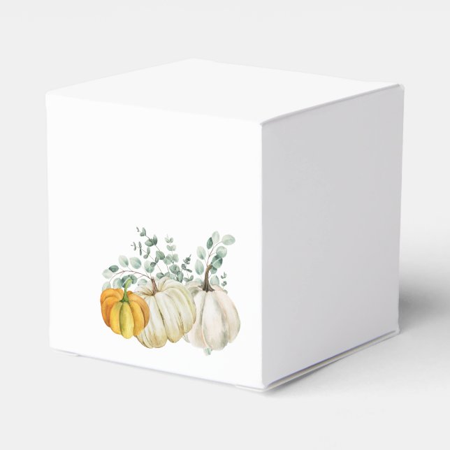 Fall Rust Orange White Pumpkin Greenery Tack Presentaskar (Baksidan Sidan)