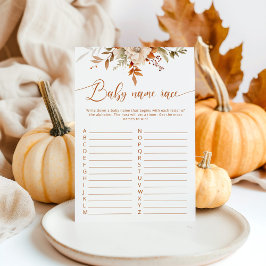 Fall Rustic baby namn tävling babyduschspel för ba