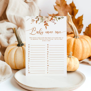Fall Rustic baby namn tävling babyduschspel för ba