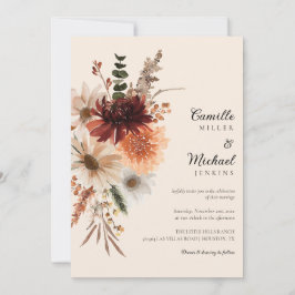 Fall Rustic Blommigt Boho bröllopsinbjudan Inbjudningar