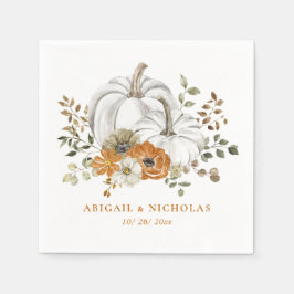 Fall Rustic Blommigt Pumpkin Bröllop Napkins Pappersservett