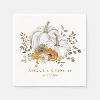 Fall Rustic Blommigt Pumpkin Bröllop Napkins Pappersservett