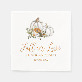Fall Rustic Blommigt Pumpkin Bröllop Napkins Pappersservett