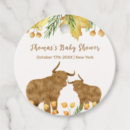Fall Rustic Boho Highland Cow Baby Shower Gåvor Etiketter