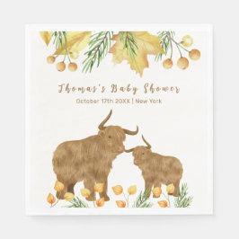 Fall Rustic Boho Highland Cow Baby Shower Pappersservett