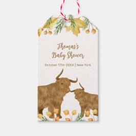 Fall Rustic Boho Highland Cow Baby Shower Presentetikett