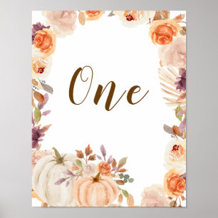 Fall Rustic Boho Pumpkin Oanbudsful Bordsnummer Poster