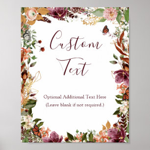 Fall Rustic Botanical Möhippa Sign Poster
