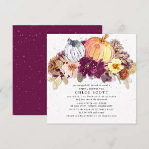 Fall Rustic Burgundy Blommigt Pumpkin Möhippa Inbjudningar