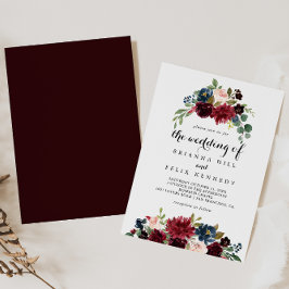 Fall Rustic Burgundy Calligraphy Bröllop Inbjudningar