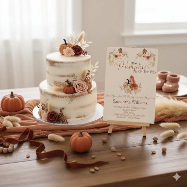 Fall Rustic Little Pumpkin Baby Shower-inbjudan Inbjudningar (Skapare uppladdad)