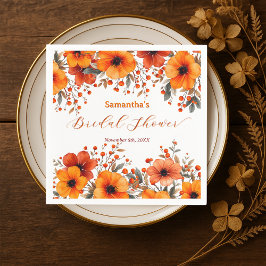 Fall Rustic Orange Blommigt Berry Möhippa Pappersservett