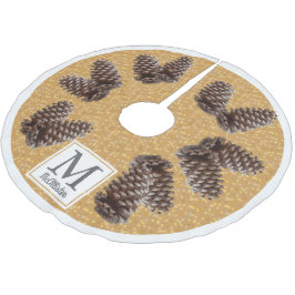 Fall Rustic Pinecones Personlig Family Namn Julgransmatta Borstad Polyester