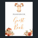 Fall Rustic Pumpkin Blommigt Barnkläders Guest Bok Poster<br><div class="desc">Fall Rustic Pumpkin Blommigt Barnkläders Baby Shower Guest Bok Sign</div>