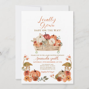 Fall Rustic Pumpkin, lokalt odlad babystövel Inbjudningar