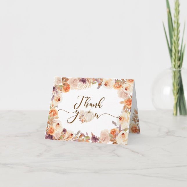 Fall Rustic Pumpkin Onederful Birthday Folapp Card Tack Kort (Framsida)