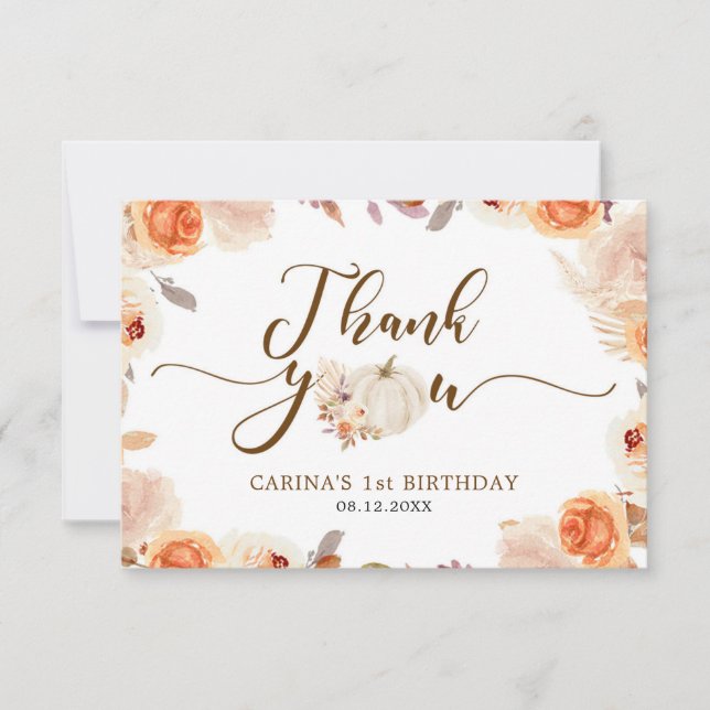 Fall Rustic Pumpkin Onederful Birthday Tack (Framsida)