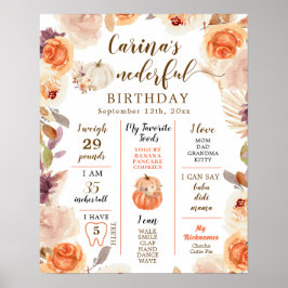 Fall Rustic Pumpkin Onederful First Birthday-tecke Poster