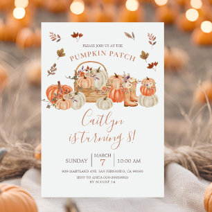 Fall Rustic Pumpkin Patch 8:e Födelsedagsfesten Inbjudningar