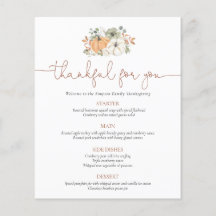Fall Rustic Pumpkin Thanksgiving Menu