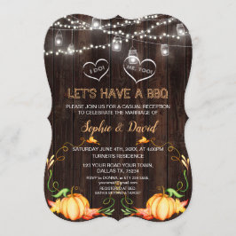 Fall Rustic Pumpkins String Ljus Wood I DO BBQ Inbjudningar
