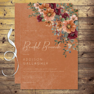 Fall Rustic Rust & Vin Blommigt Möhippa Brunch Inbjudningar