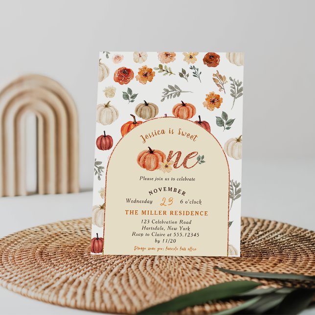 Fall Rustic Sweet One BIrthay Party Inbjudningar (Skapare uppladdad)