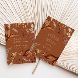 Fall Rustic & Terracotta Lövs Boho Bröllop Inbjudningar