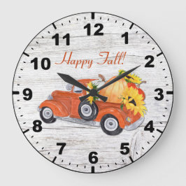 Fall Rustic Vintage Orange Lastbil med pumpor Stor Klocka