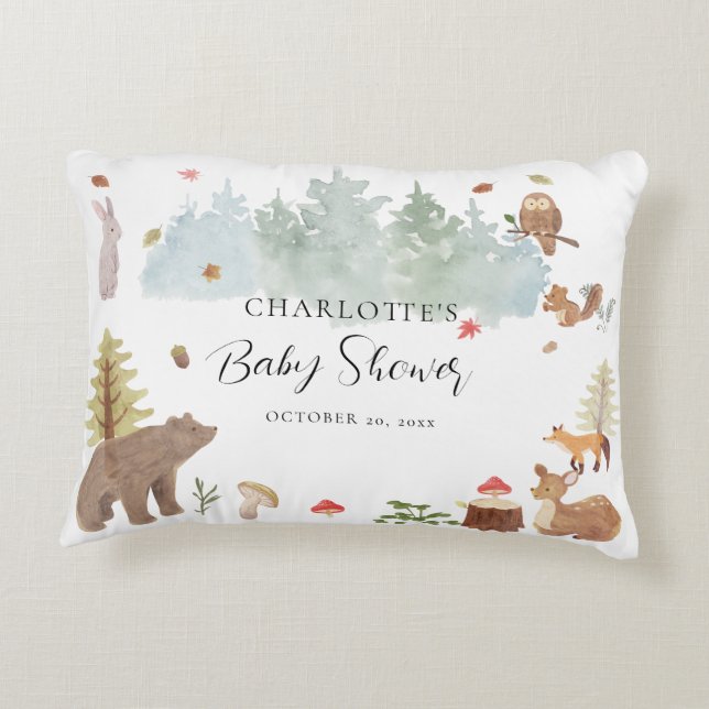 Fall Rustic Woodland Animals - Höstbabystövel Prydnadskudde (Baksidan)
