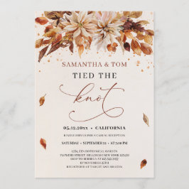Fall Rusty Färg Orange Flowers Tied Knot Inbjudningar
