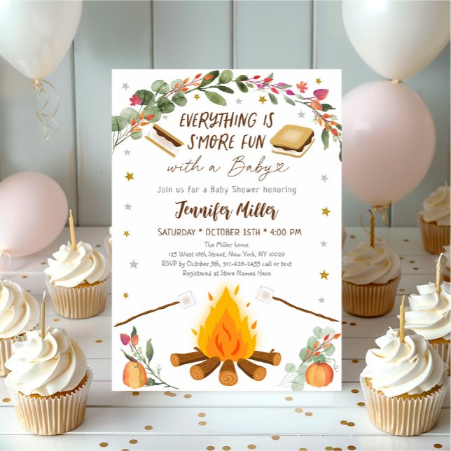 Fall S-mores Campfire Pumpkin Baby Shower Inbjudningar (Skapare uppladdad)