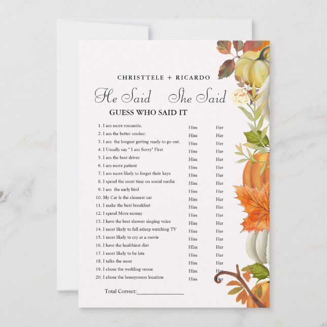 Fall sa att hon sa att Möhippa-spelkort Meddelande (Framsida)