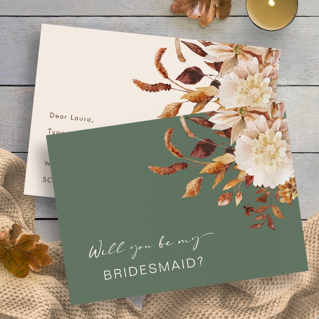 Fall Sage blir min Bridesmaid Frieri Inbjudningar (Fall Sage Green Will You Be My Bridesmaid Proposal Invitation by Painted Paperie
)