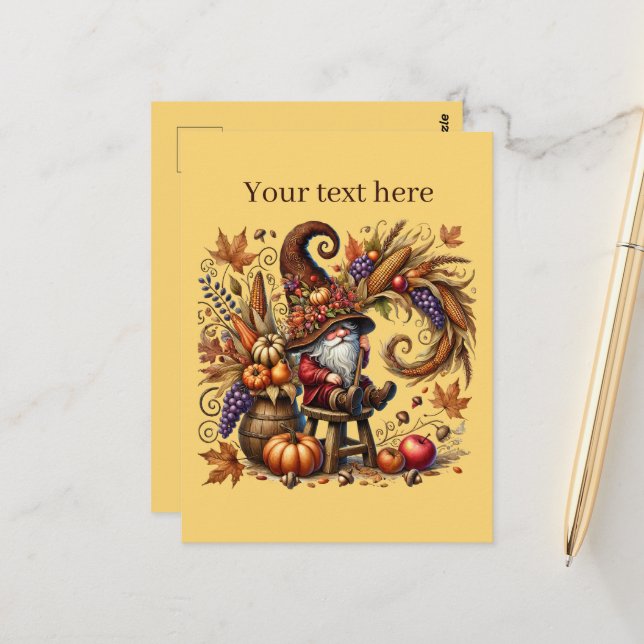 Fall Säsong gnome party Vykort (Fram/Back In Situ)