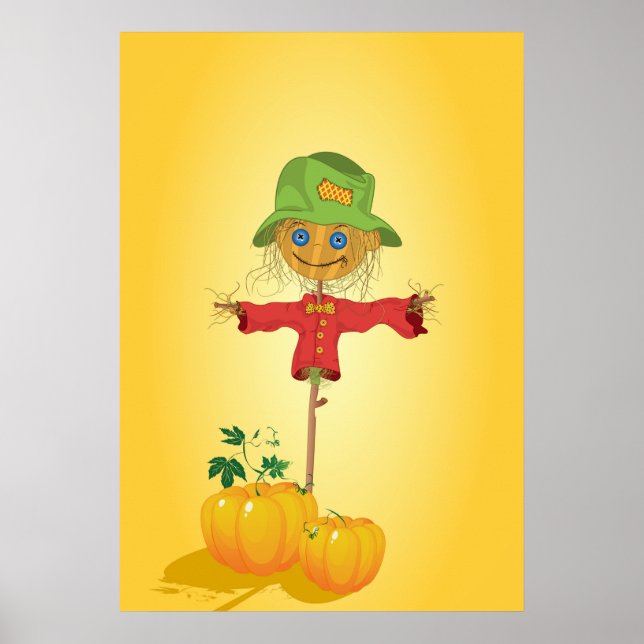 Fall Scarecrow and Pumpkins Autumn Harvest Poster (Framsidan)