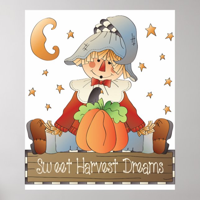 Fall Scarecrow Sweet Harvest Dreams Poster (Framsidan)